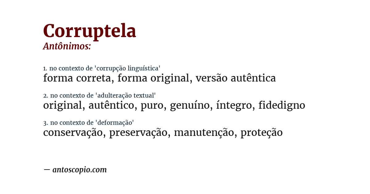 Antônimo de corruptela