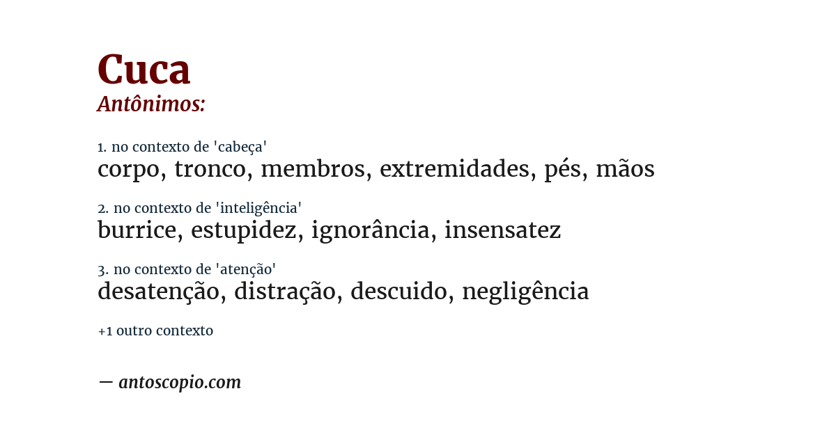 Antônimo de cuca