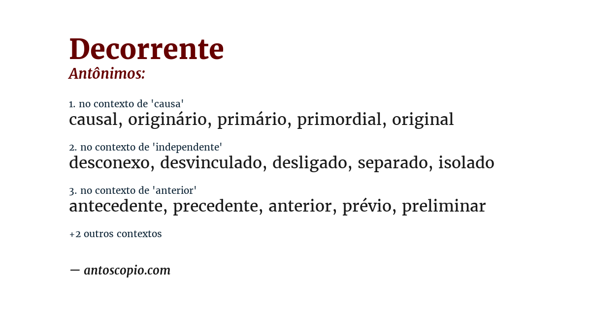 Antônimo de decorrente