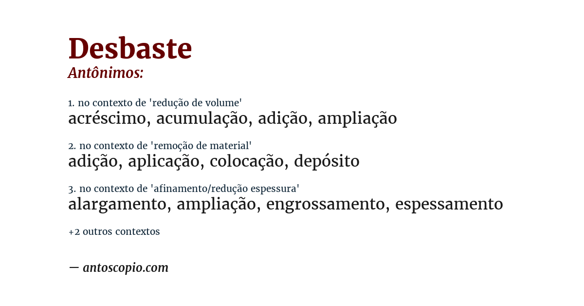 Antônimo de desbaste