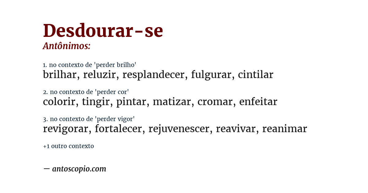 Antônimo de desdourar-se