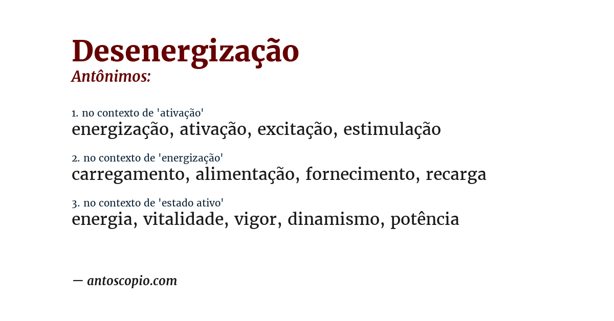 Antônimo de desenergização