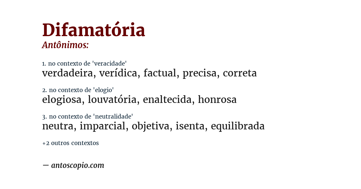 Antônimo de difamatória