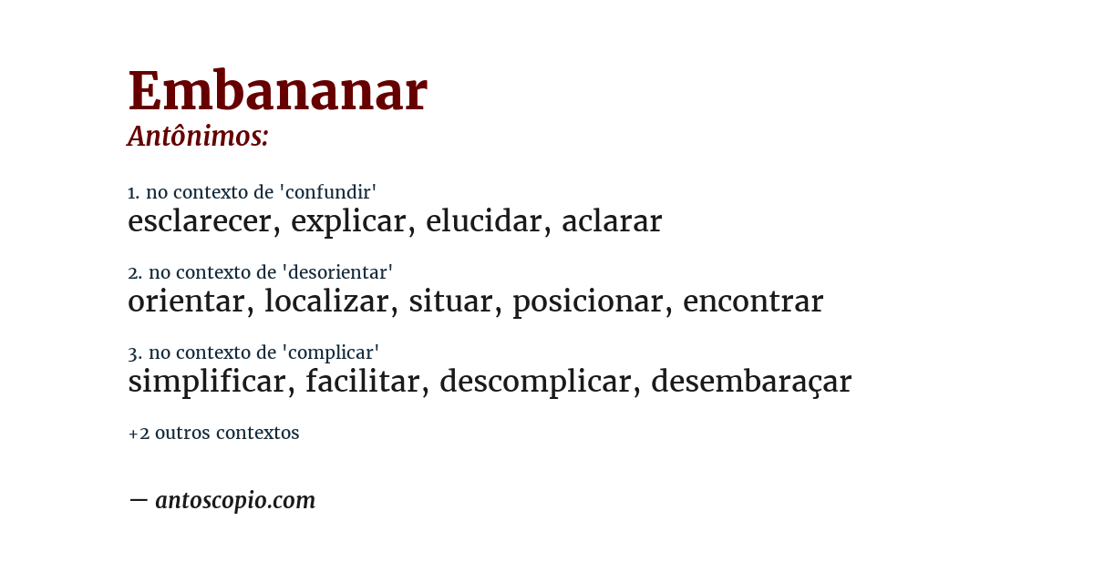 Antônimo de embananar