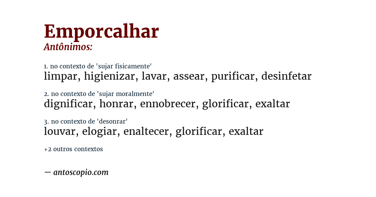 Antônimo de emporcalhar