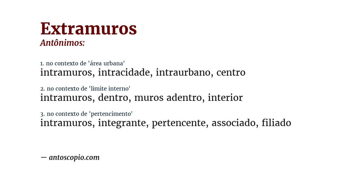 Antônimo de extramuros