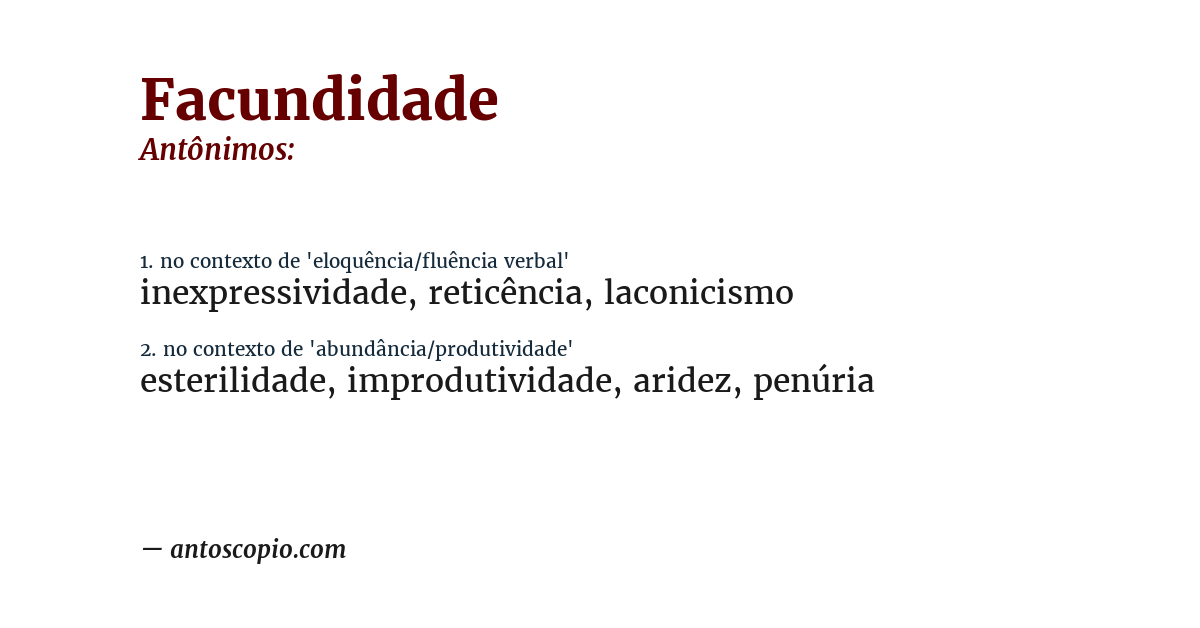 Antônimo de facundidade