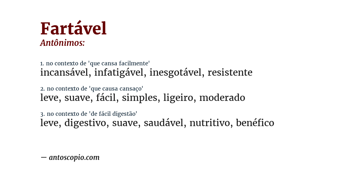 Antônimo de fartável