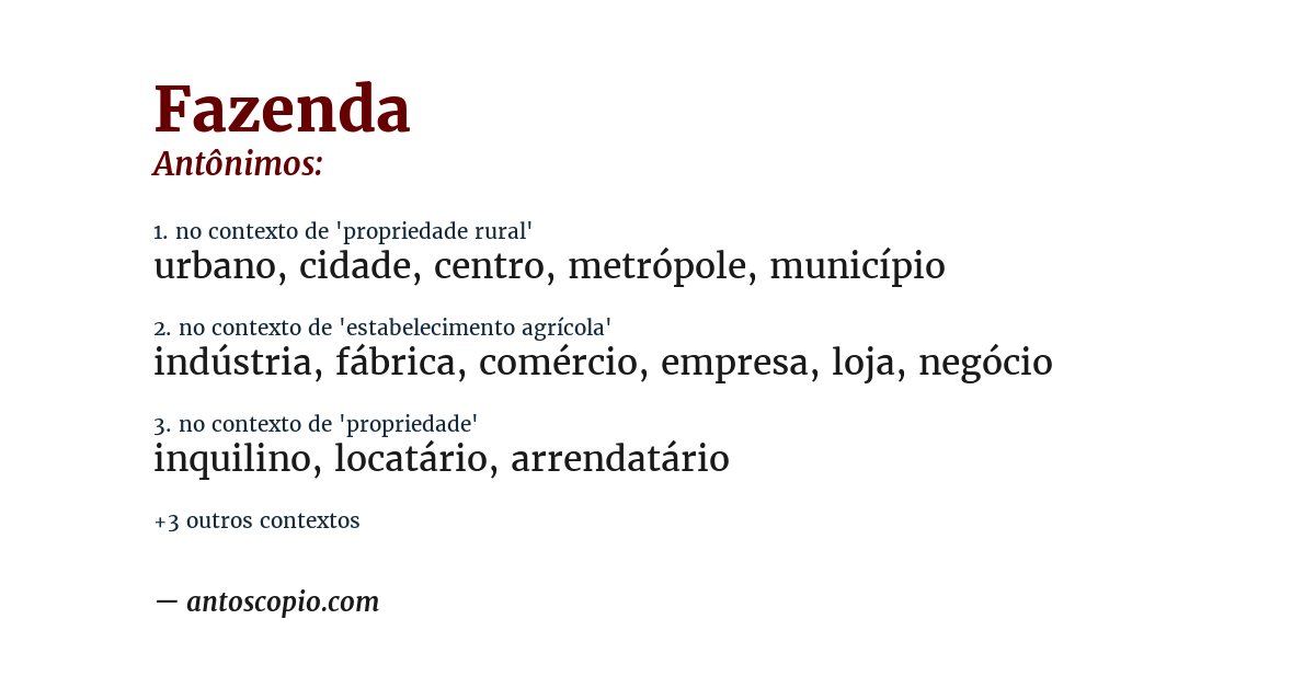 Antônimo de fazenda