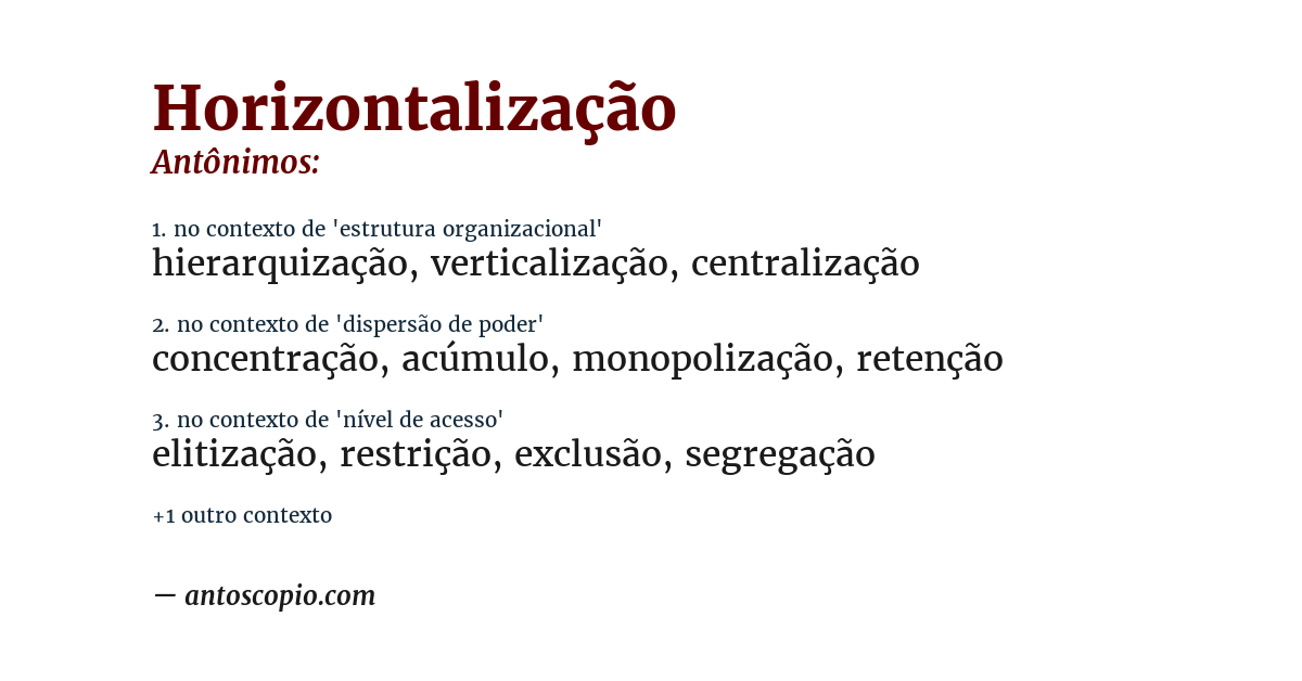 Antônimo de horizontalização