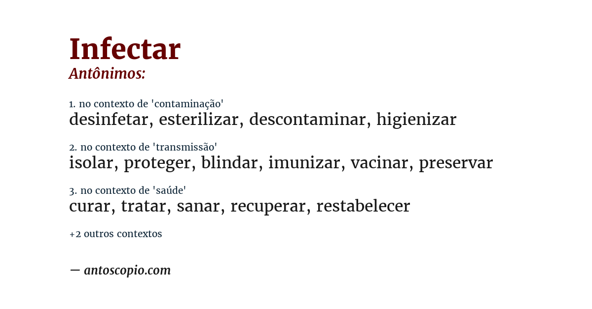 Antônimo de infectar