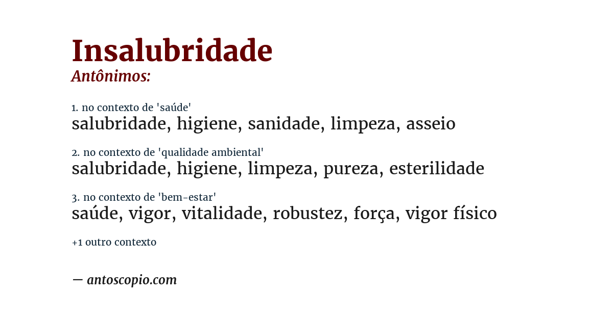 Antônimo de insalubridade
