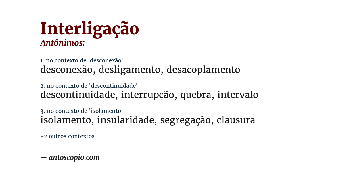 Antônimo de interligação