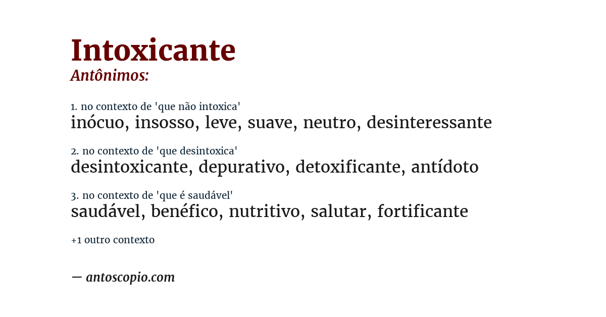 Antônimo de intoxicante
