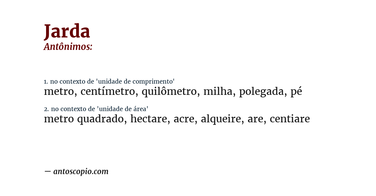 Antônimo de jarda