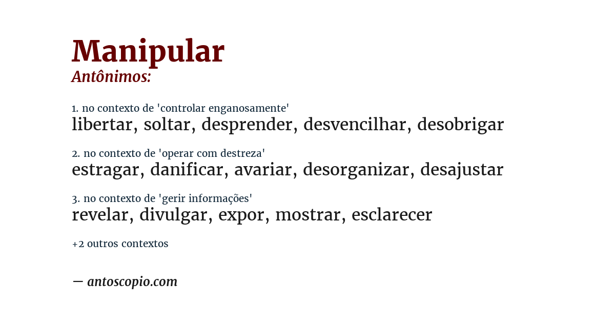 Antônimo de manipular