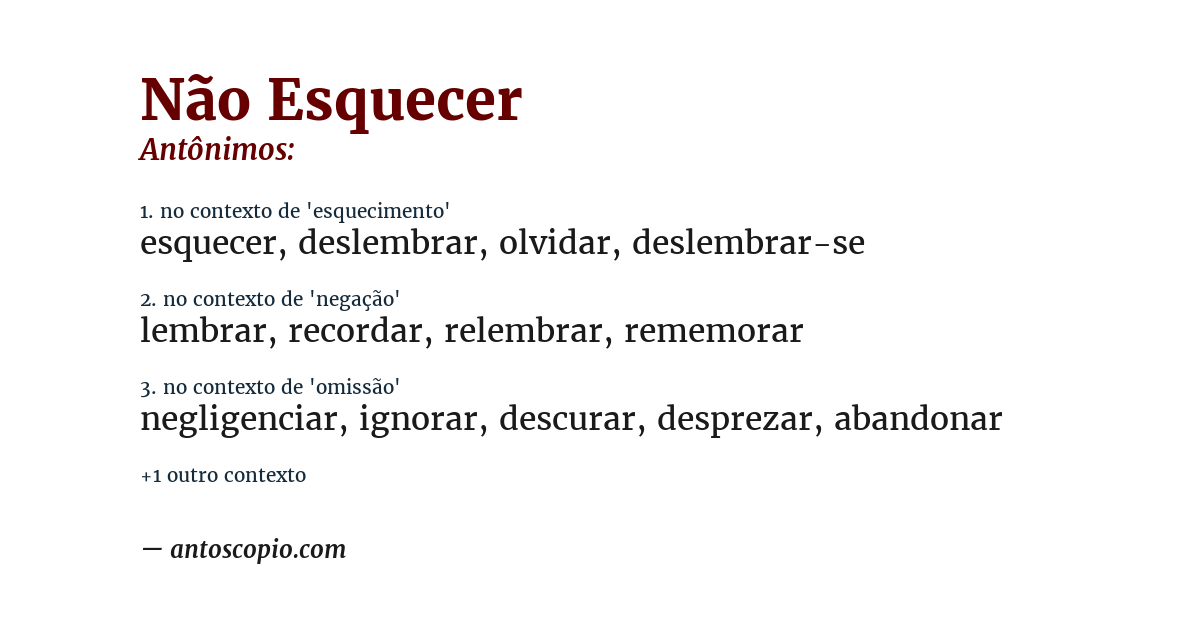 Antônimo de não esquecer