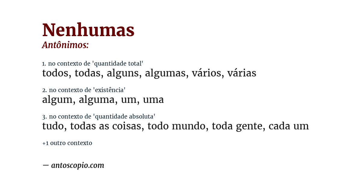 Antônimo de nenhumas