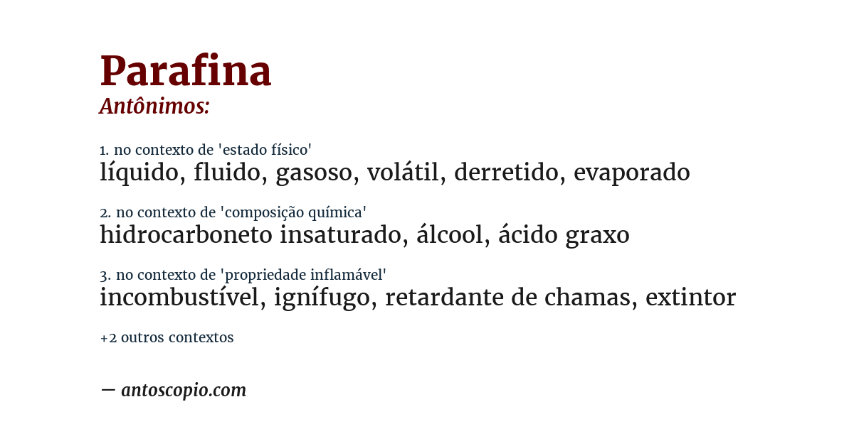 Antônimo de parafina