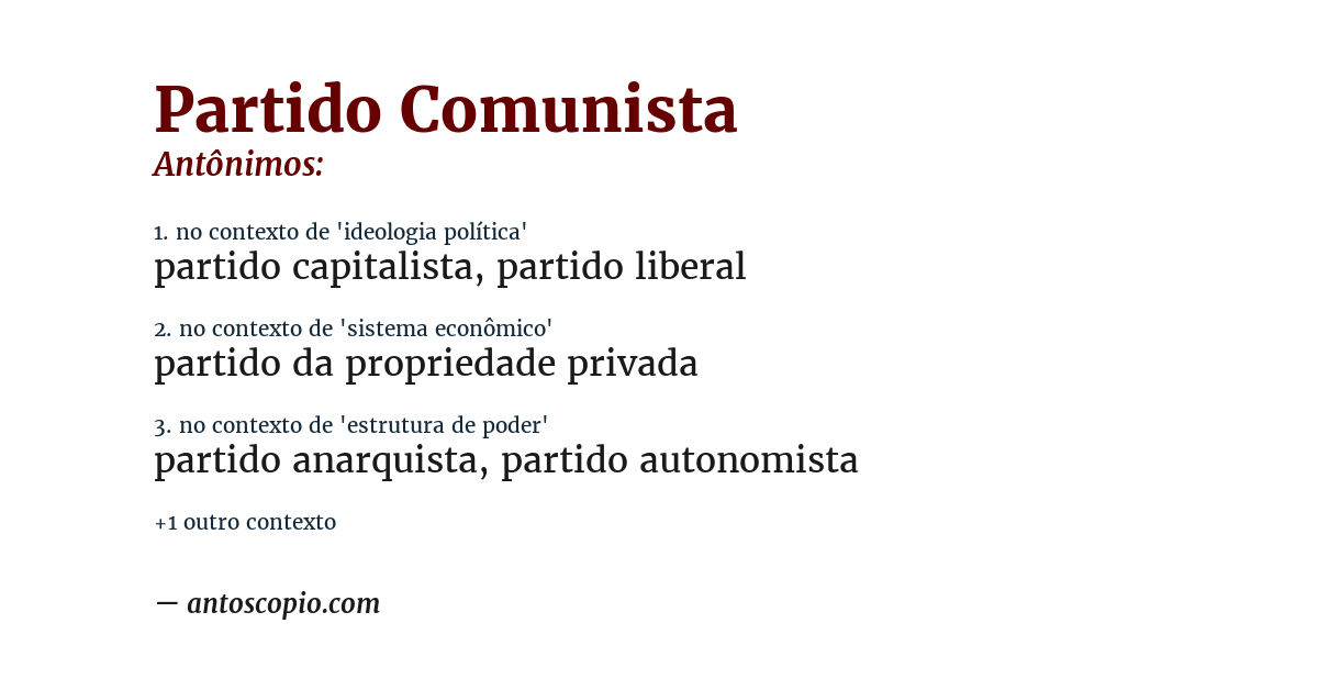 Antônimo de partido comunista