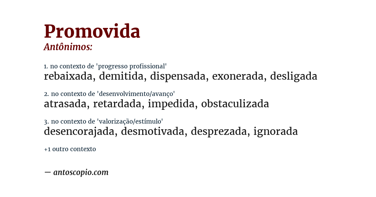 Antônimo de promovida