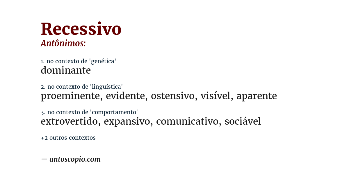 Antônimo de recessivo