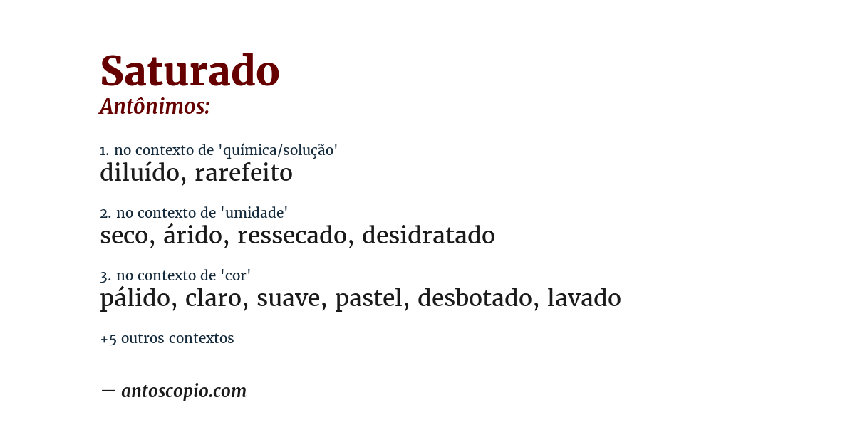 Antônimo de saturado