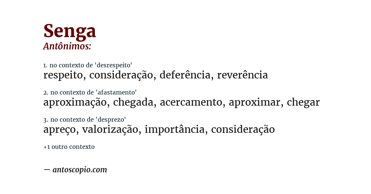 Antônimo de senga