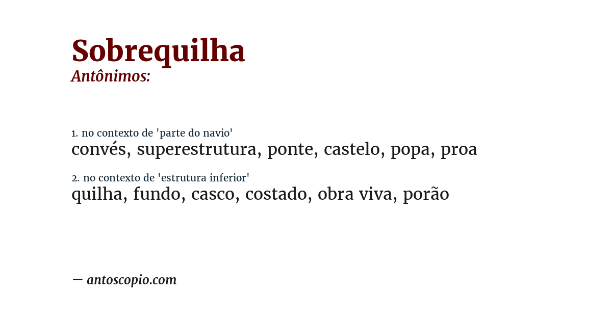 Antônimo de sobrequilha