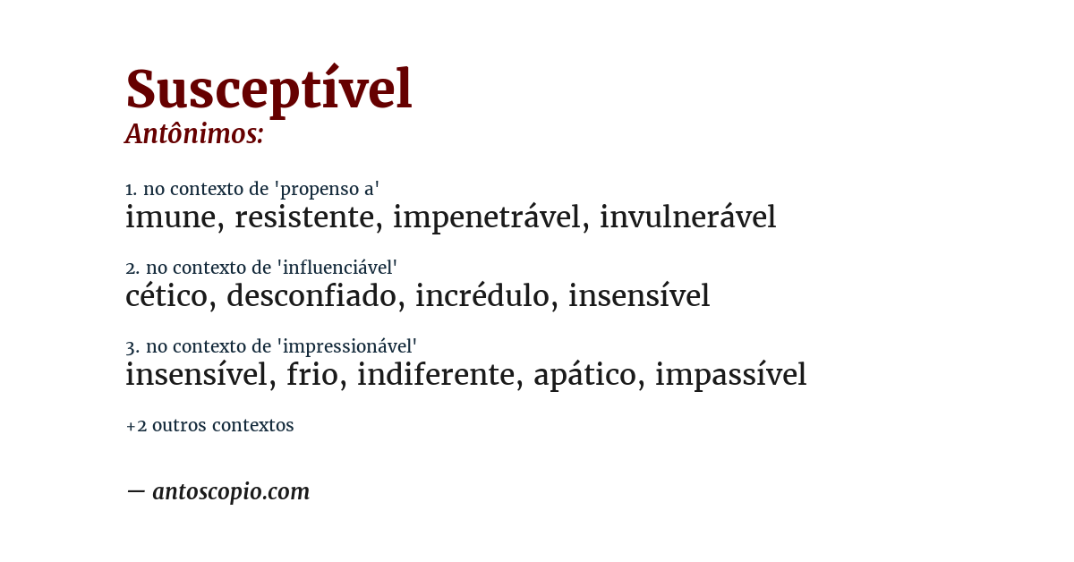 Antônimo de susceptível