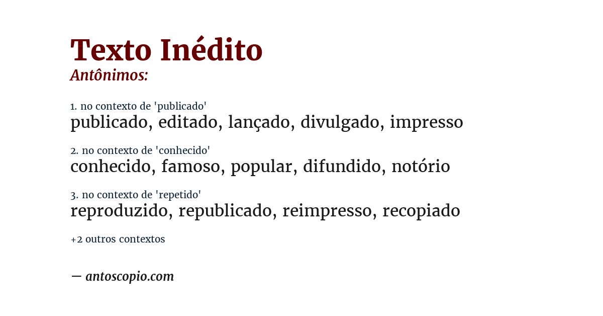 Antônimo de texto inédito