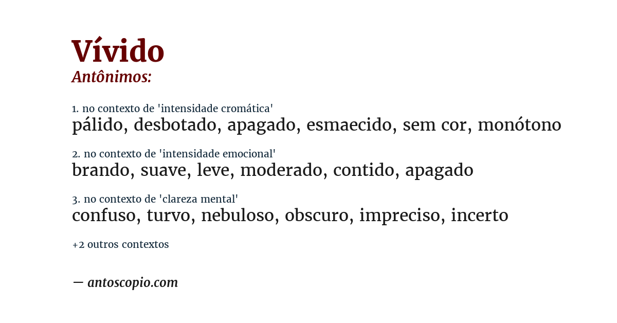 Antônimo de vívido