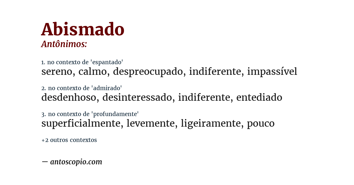 Antônimo de abismado