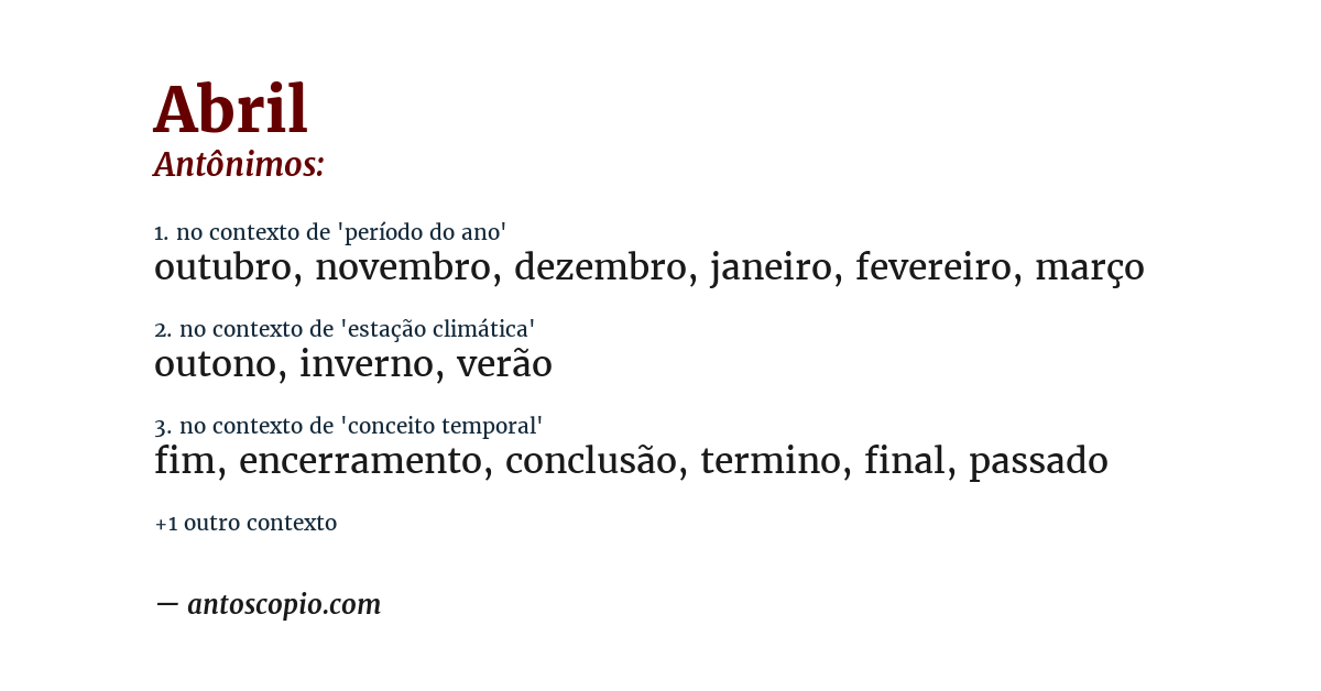 Antônimo de abril