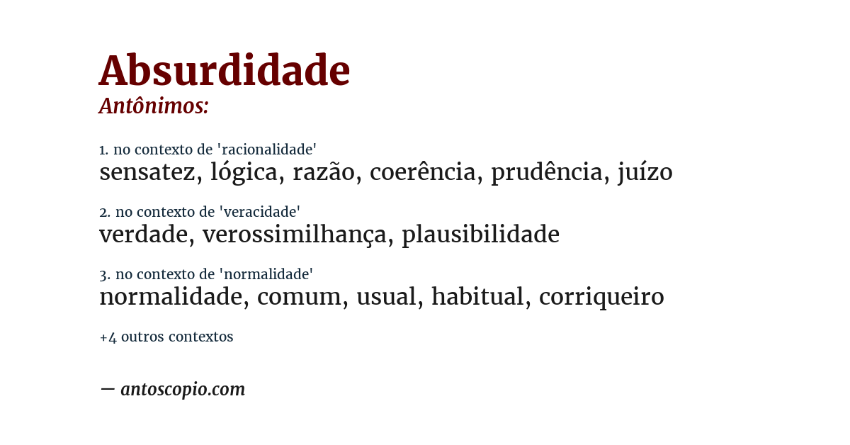 Antônimo de absurdidade