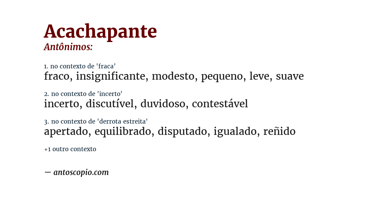 Antônimo de acachapante