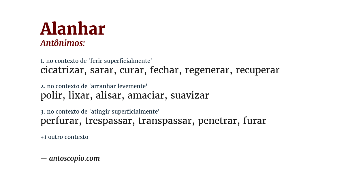 Antônimo de alanhar