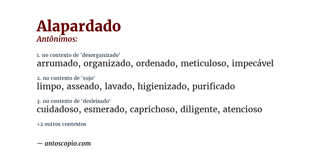 Antônimo de alapardado