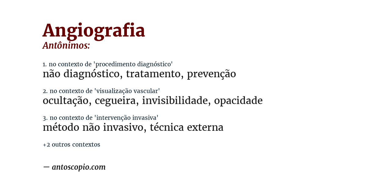Antônimo de angiografia