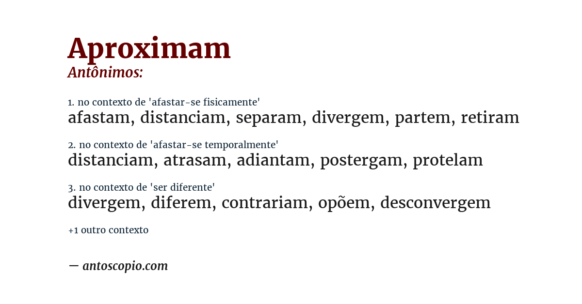 Antônimo de aproximam