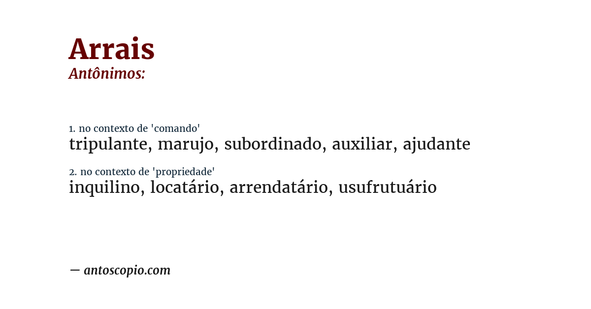 Antônimo de arrais