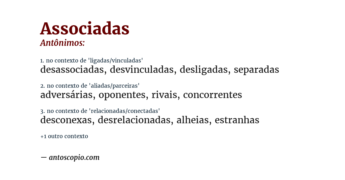 Antônimo de associadas