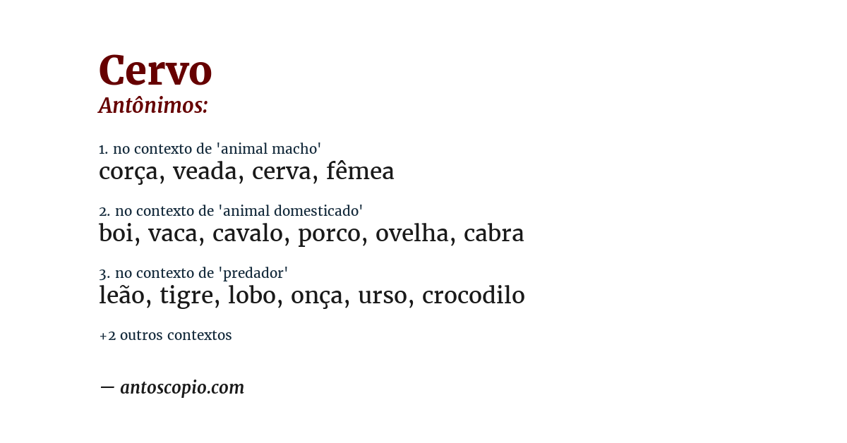 Antônimo de cervo