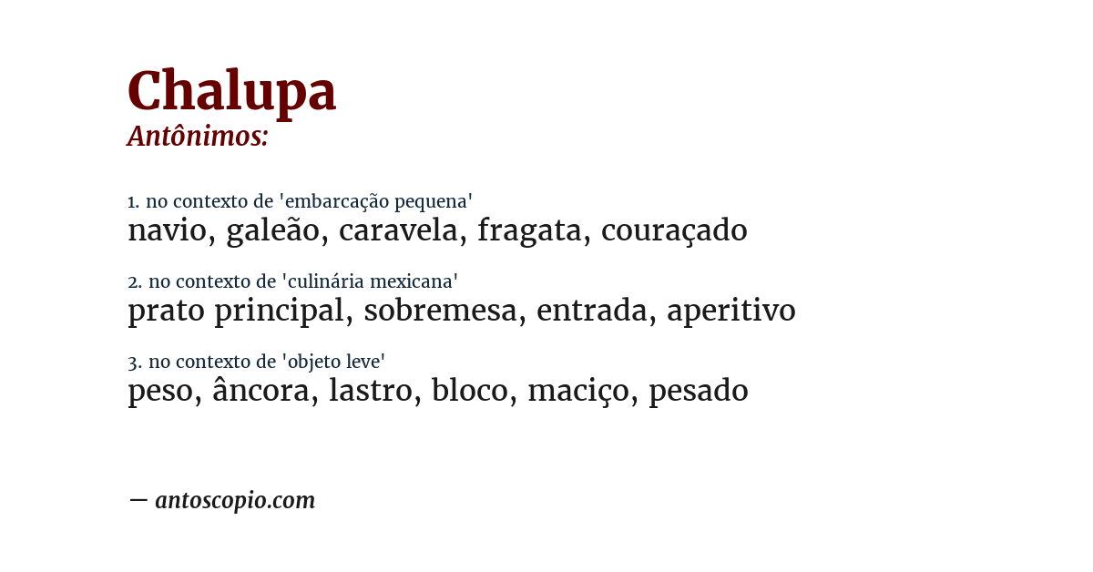 Antônimo de chalupa