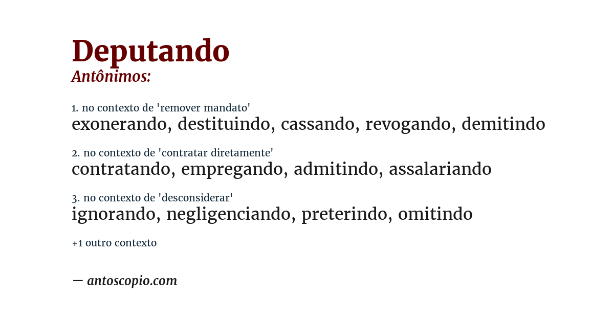 Antônimo de deputando