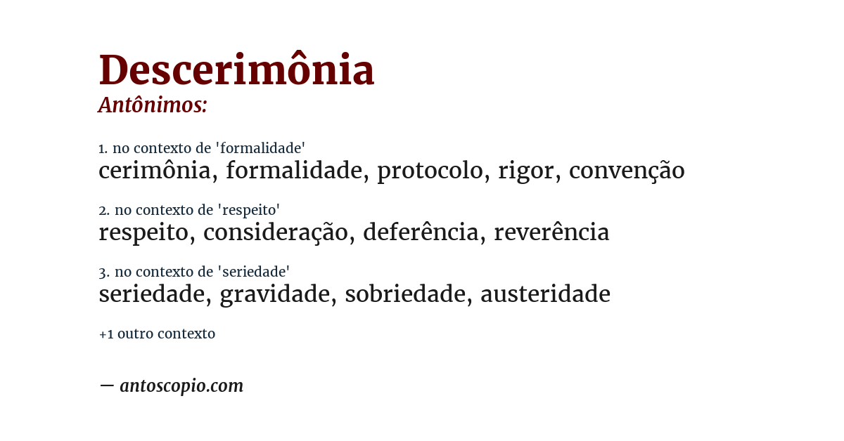Antônimo de descerimônia