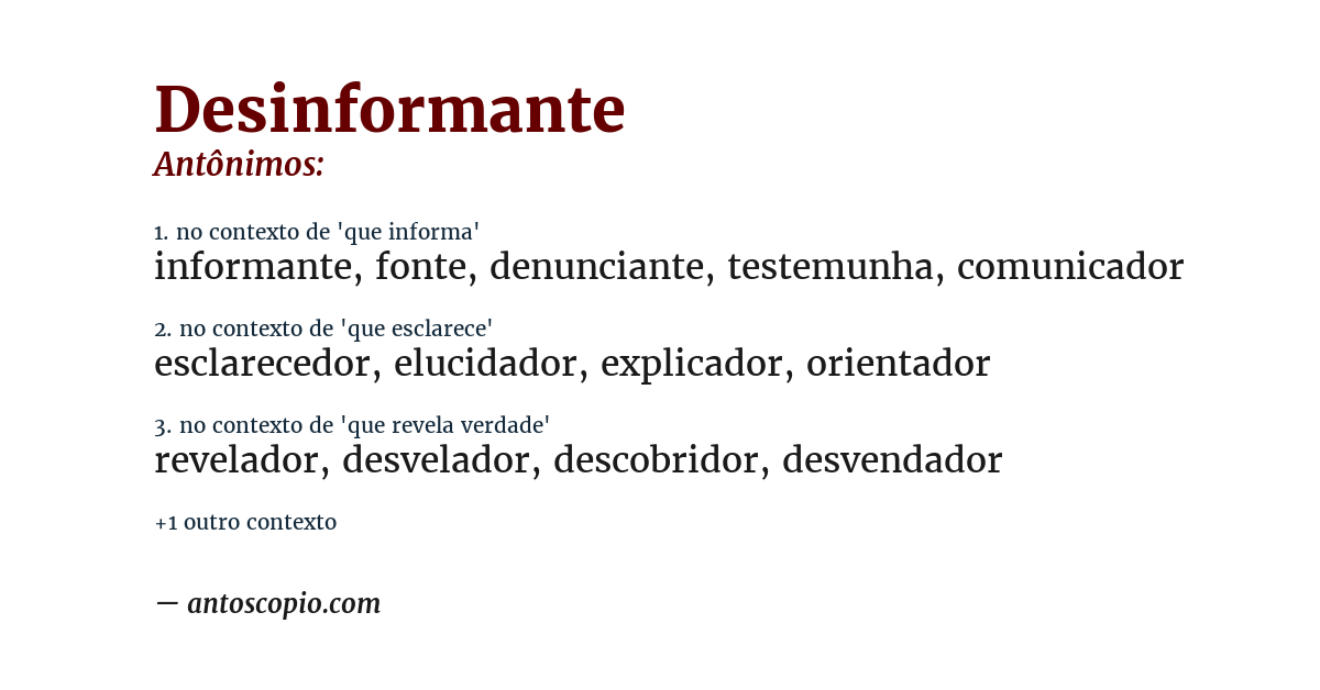 Antônimo de desinformante