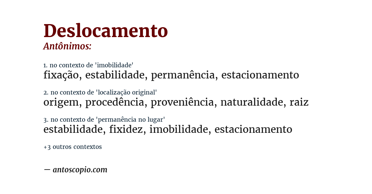 Antônimo de deslocamento