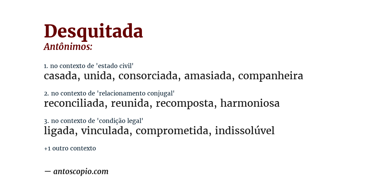 Antônimo de desquitada