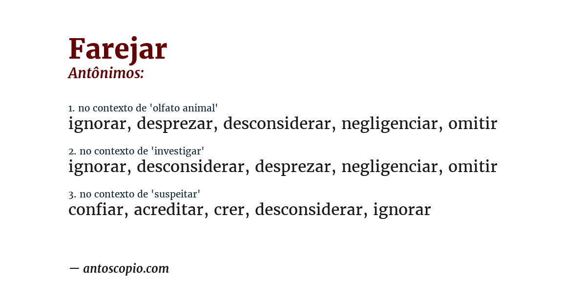 Antônimo de farejar